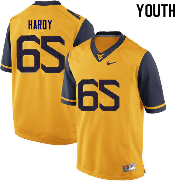 NCAA Youth Isaiah Hardy West Virginia Mountaineers Gold #65 Nike Stitched Football College Authentic Jersey FL23D40BQ